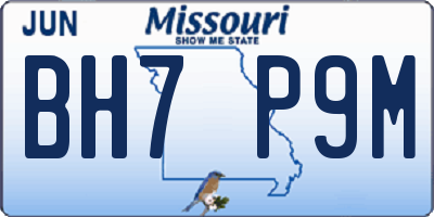 MO license plate BH7P9M