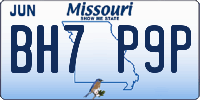 MO license plate BH7P9P