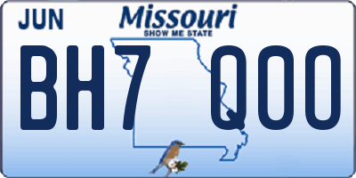MO license plate BH7Q0O