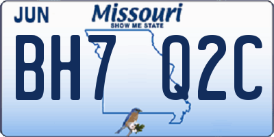 MO license plate BH7Q2C