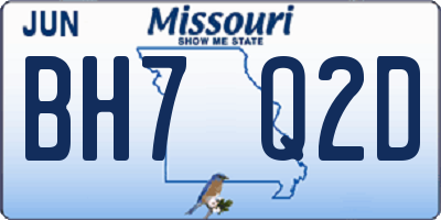 MO license plate BH7Q2D