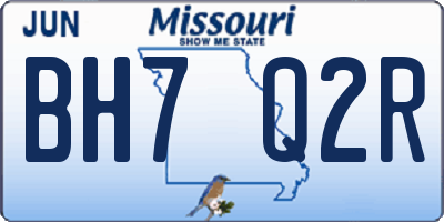 MO license plate BH7Q2R