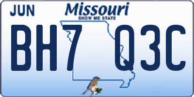MO license plate BH7Q3C