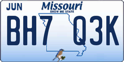 MO license plate BH7Q3K