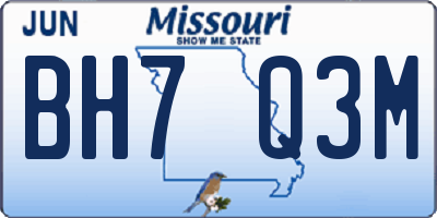 MO license plate BH7Q3M