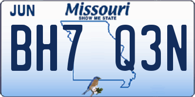MO license plate BH7Q3N