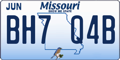 MO license plate BH7Q4B