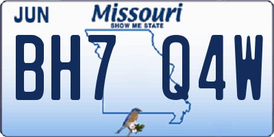 MO license plate BH7Q4W