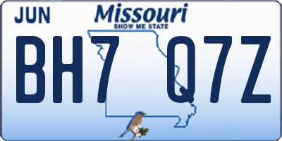 MO license plate BH7Q7Z
