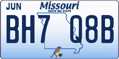 MO license plate BH7Q8B
