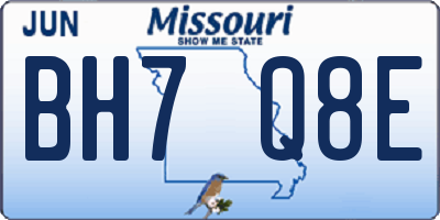 MO license plate BH7Q8E