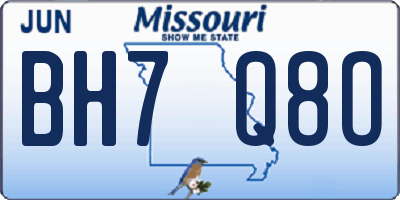MO license plate BH7Q8O