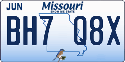 MO license plate BH7Q8X