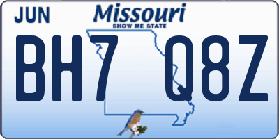 MO license plate BH7Q8Z