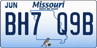 MO license plate BH7Q9B