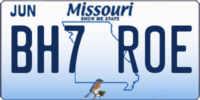 MO license plate BH7R0E