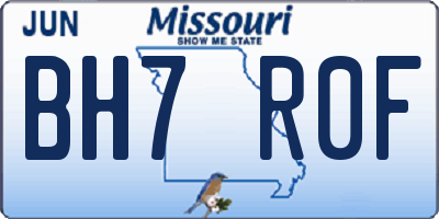 MO license plate BH7R0F
