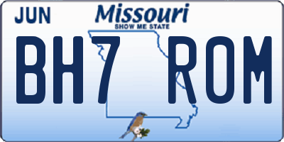 MO license plate BH7R0M