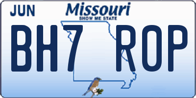 MO license plate BH7R0P