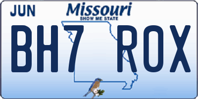 MO license plate BH7R0X