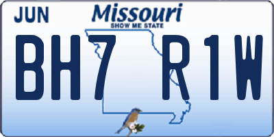 MO license plate BH7R1W