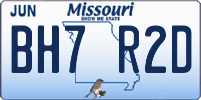 MO license plate BH7R2D
