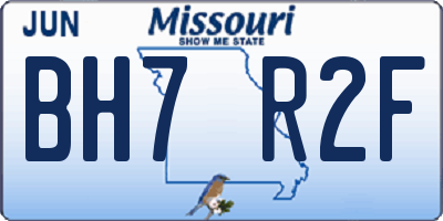 MO license plate BH7R2F