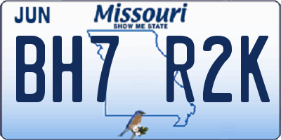 MO license plate BH7R2K