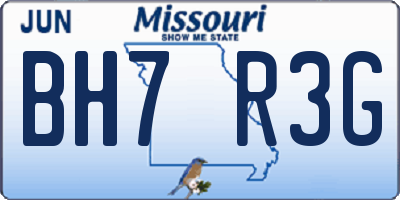MO license plate BH7R3G