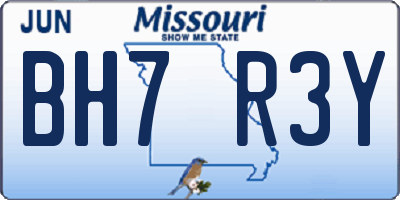 MO license plate BH7R3Y