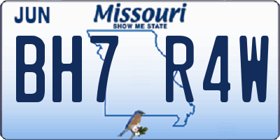 MO license plate BH7R4W