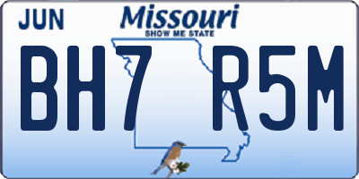 MO license plate BH7R5M