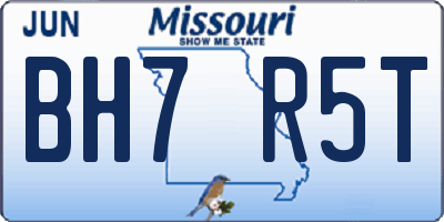 MO license plate BH7R5T