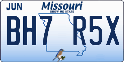 MO license plate BH7R5X