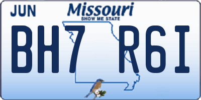 MO license plate BH7R6I