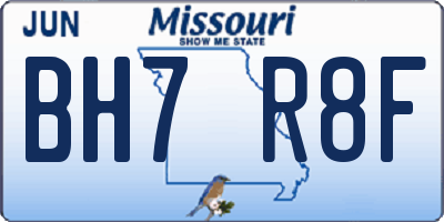 MO license plate BH7R8F