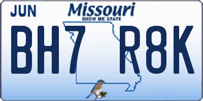 MO license plate BH7R8K