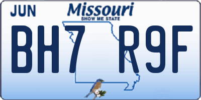 MO license plate BH7R9F
