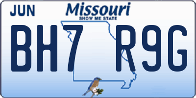 MO license plate BH7R9G