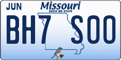 MO license plate BH7S0O