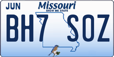 MO license plate BH7S0Z