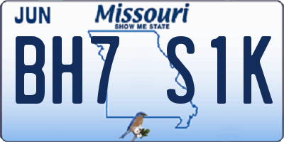MO license plate BH7S1K