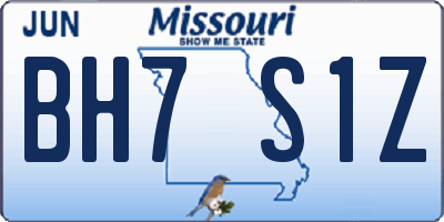 MO license plate BH7S1Z