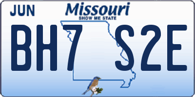MO license plate BH7S2E