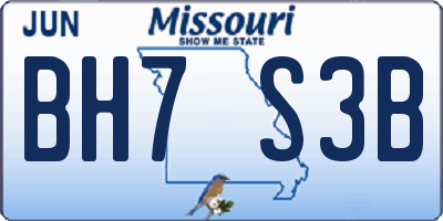 MO license plate BH7S3B