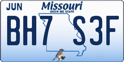 MO license plate BH7S3F