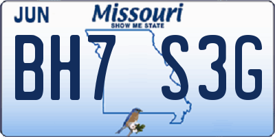MO license plate BH7S3G