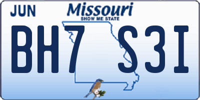 MO license plate BH7S3I