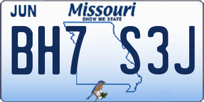 MO license plate BH7S3J