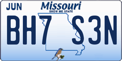 MO license plate BH7S3N